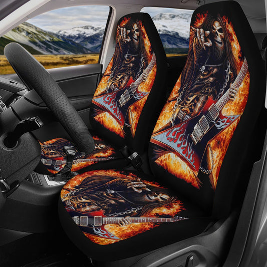 Skull Guitarist seat cover for car, grim reaper rug mat for car, Guitarist skeleton car seat cover ghost gothic skull car seat cover car mat