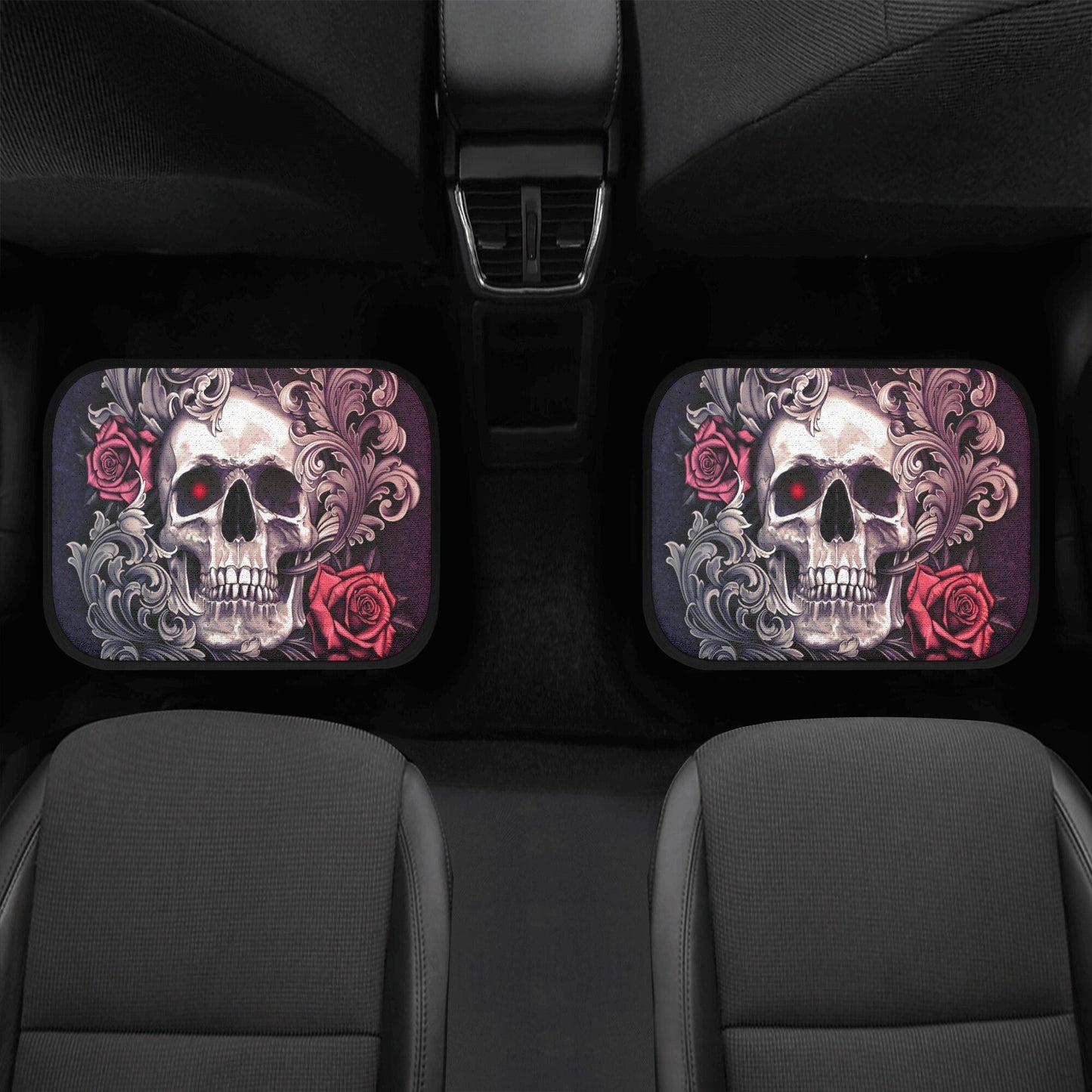 Flower skull seat cover mat for car, Rose skull car seat cover mat Halloween car seat cover, Death skull seat protector cover mat for car