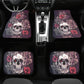 Flower skull seat cover mat for car, Rose skull car seat cover mat Halloween car seat cover, Death skull seat protector cover mat for car