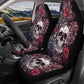Flower skull seat cover mat for car, Rose skull car seat cover mat Halloween car seat cover, Death skull seat protector cover mat for car