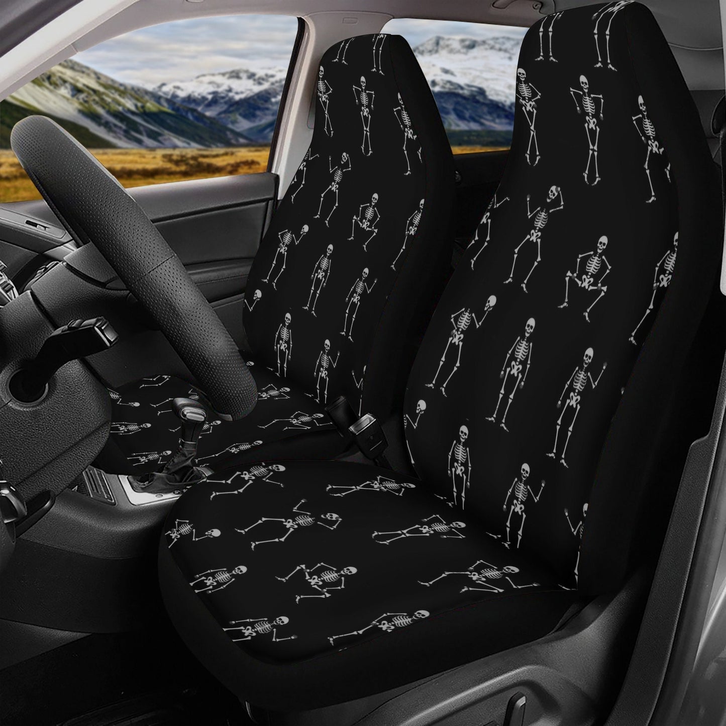 Skeleton dance skull Car Seat Cover car mat Gothic death car seat cover mat ghost skull car seat protector covers mat skeleton car protector