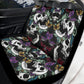 Floral skull car seat cover, rose skull rug mat for car, Halloween skeleton car seat cover, Death floral gothic skull car seat cover car mat
