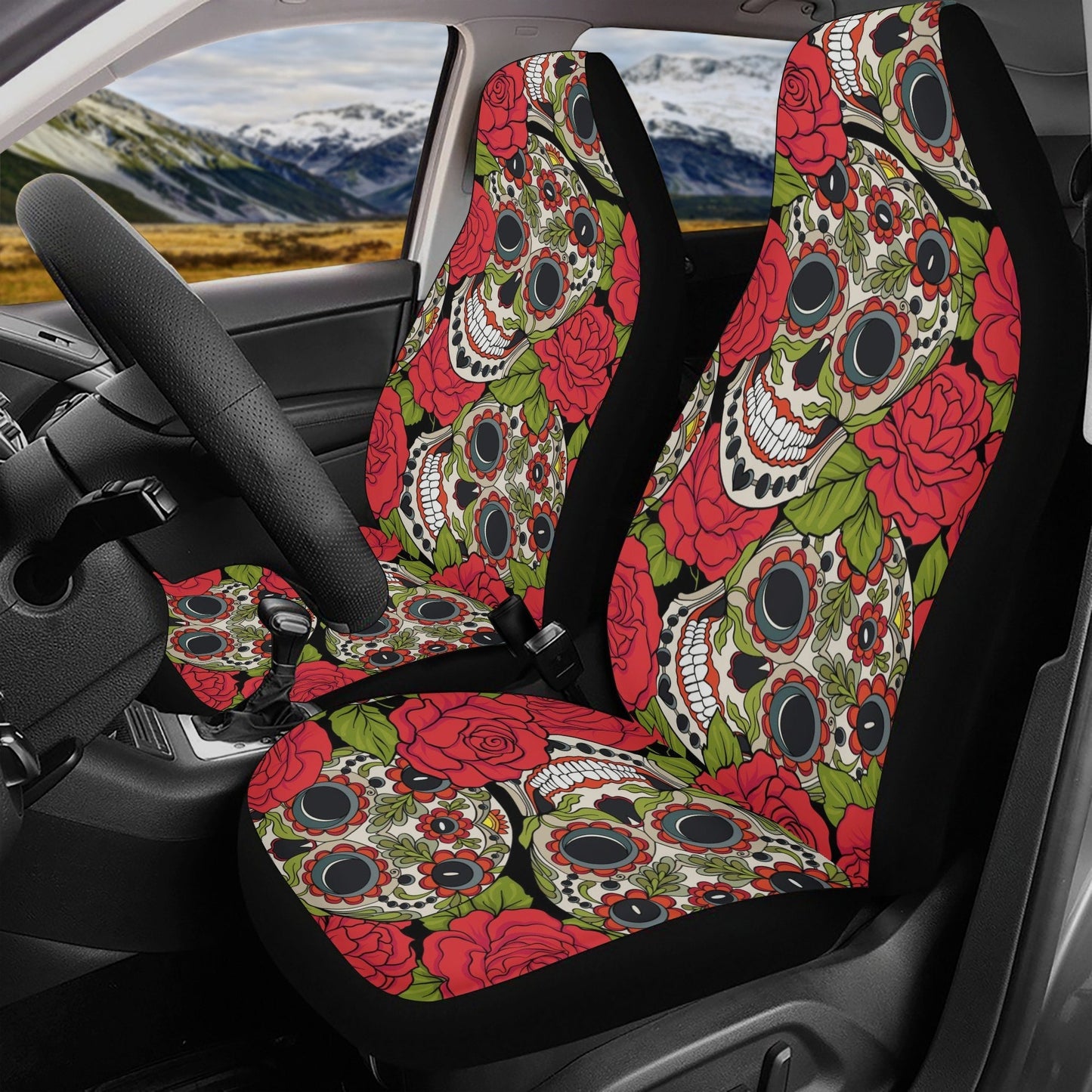 Sugar skull Car Seat Covers car mat, cinco de mayo car seat protector calaveras Mexican skull car mat candy skull car accessories seat cover