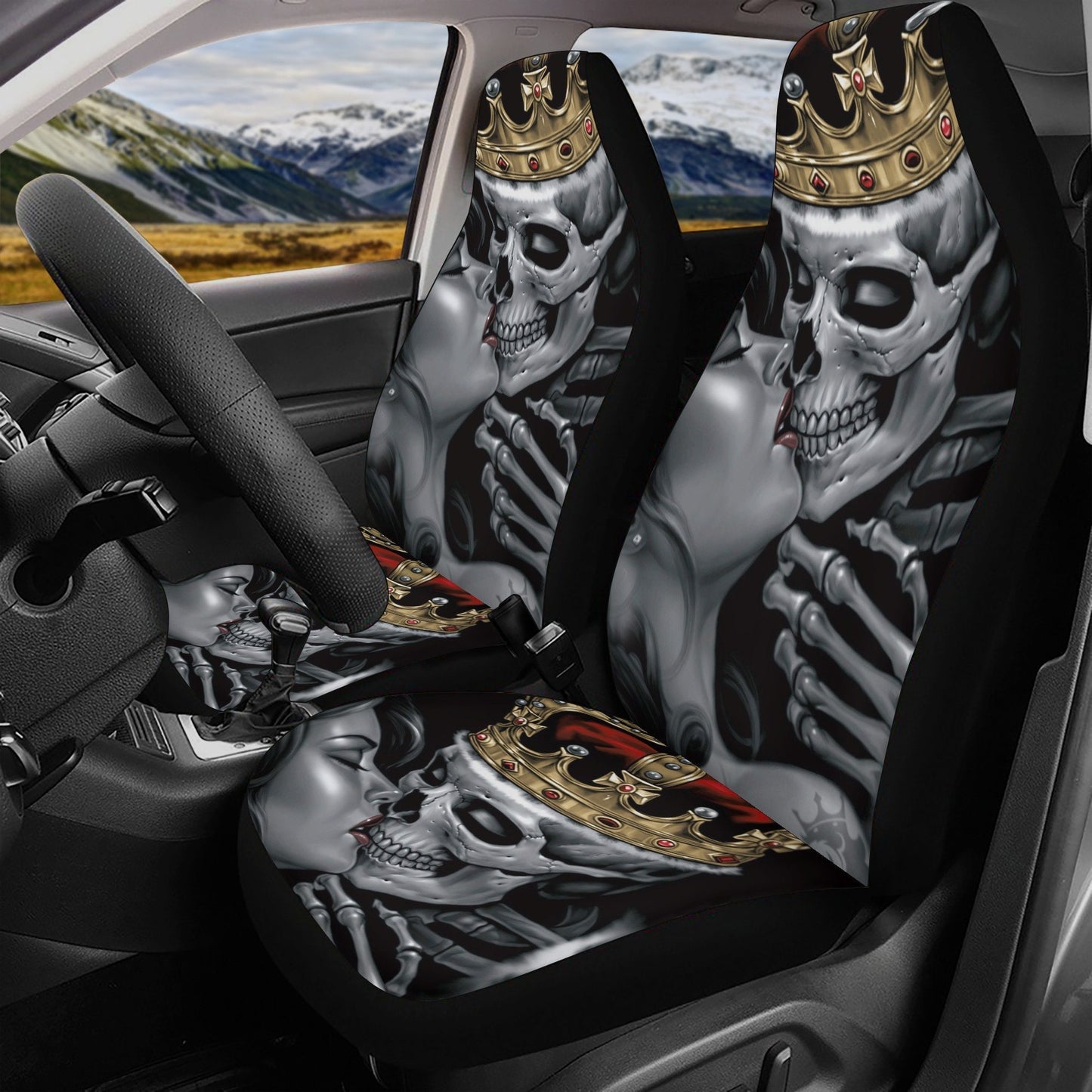King Queen Grim reaper skull Car Seat Cover car mat Halloween death car seat cover mat ghost car seat protector covers mat skeleton car mats