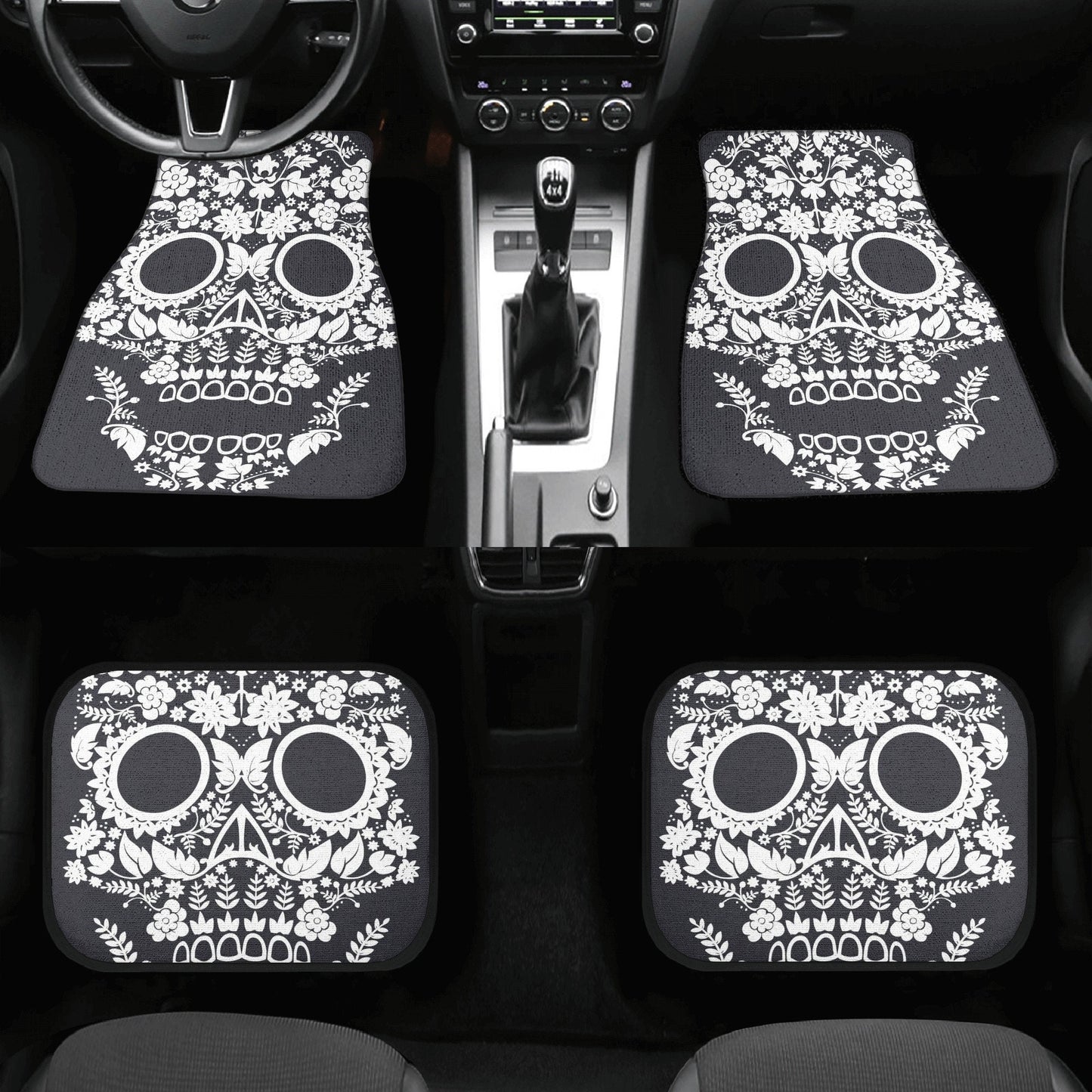 Rose Sugar skull Car Seat Covers car mat flower skull car seat protector Floral Mexican skull car mat candy skull car accessories seat cover