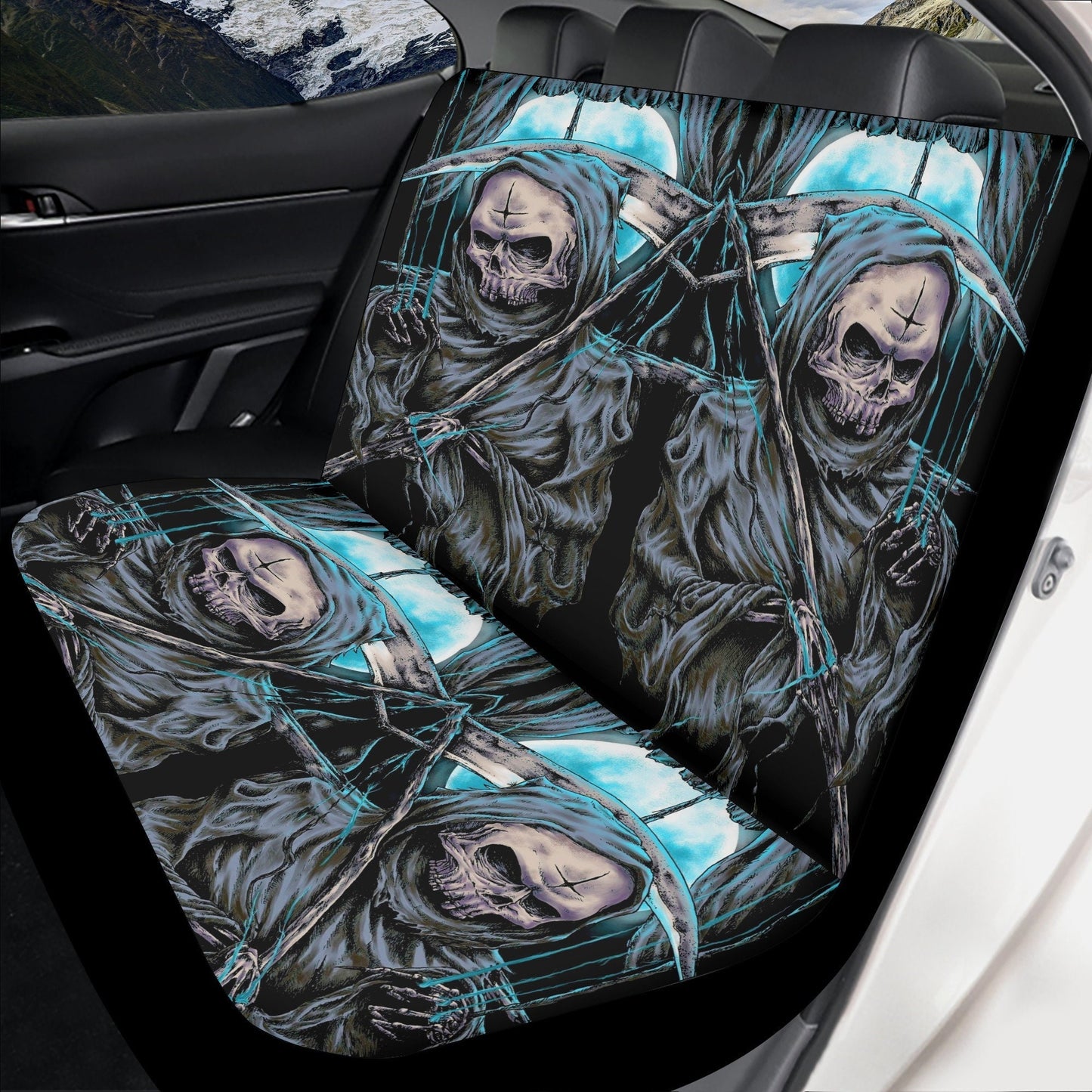 Gothic skull Car Seat Cover mat Grim reaper skull seat cover mat for car Halloween skull skeleton seat protector cover mat protector for car