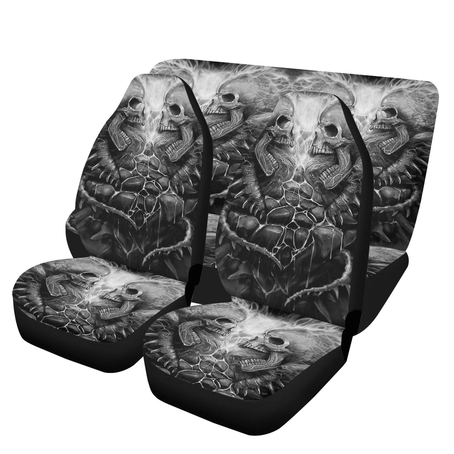 Flaming skull Car Seat Cover mat, Gothic skull seat cover mat for car, Halloween skeleton seat cover skull car mat, skull seat cover for car