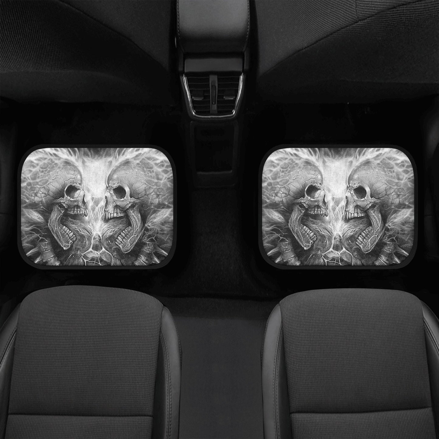 Flaming skull Car Seat Cover mat, Gothic skull seat cover mat for car, Halloween skeleton seat cover skull car mat, skull seat cover for car