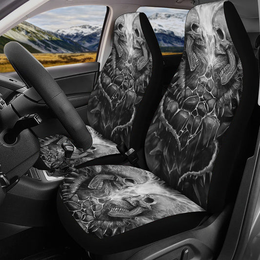 Flaming skull Car Seat Cover mat, Gothic skull seat cover mat for car, Halloween skeleton seat cover skull car mat, skull seat cover for car