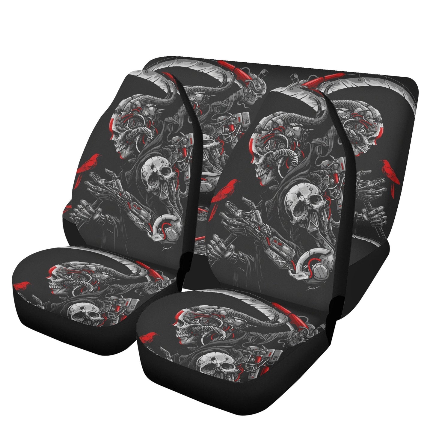 Halloween skull Car Seat Cover mat, Gothic skull seat cover mat for car Grim reaper skull seat cover skull car mat, skull seat cover for car