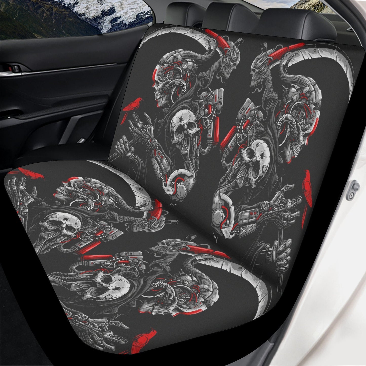 Halloween skull Car Seat Cover mat, Gothic skull seat cover mat for car Grim reaper skull seat cover skull car mat, skull seat cover for car