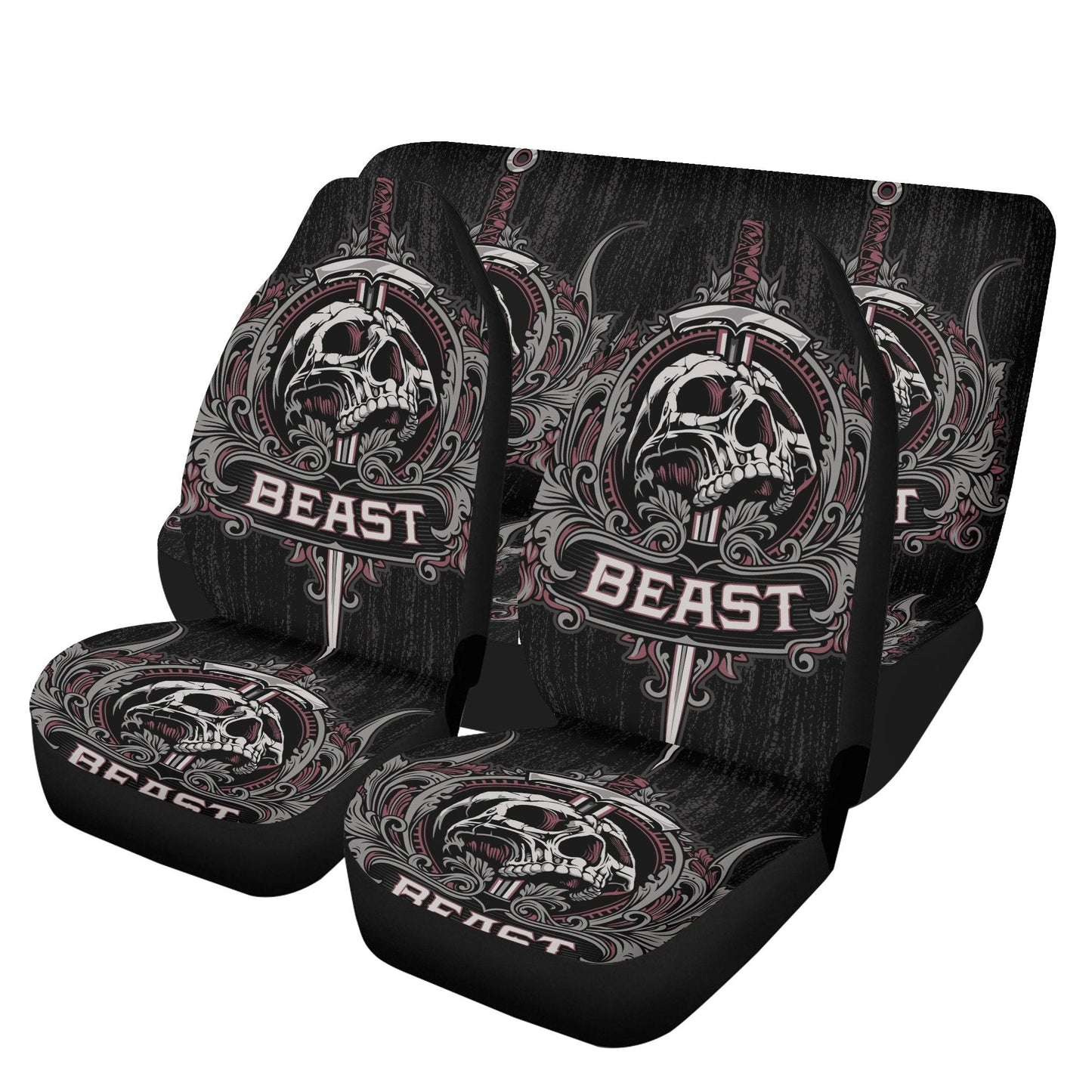 Beast Skull Car Seat Cover skull car mat, reaper skull seat cover mat for car, Halloween Beast seat protector cover mat protector for car