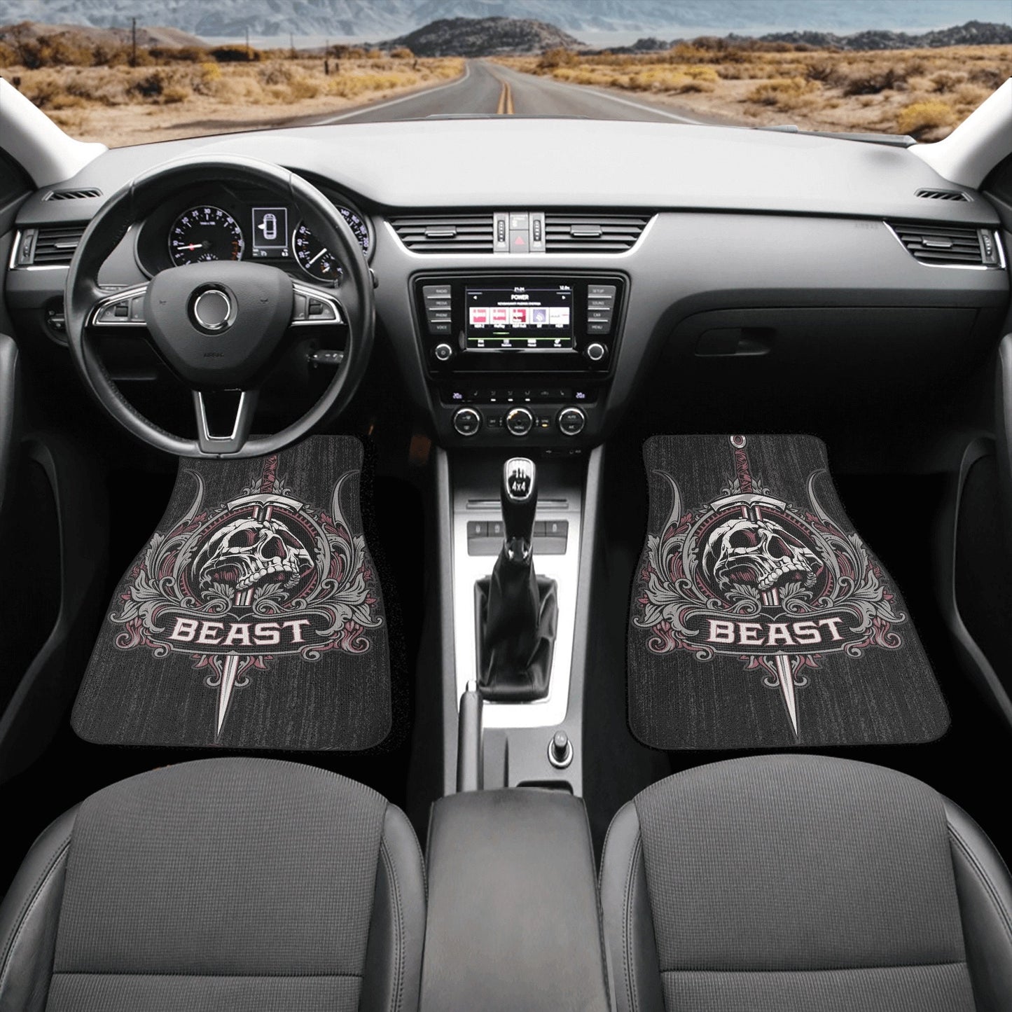 Beast Skull Car Seat Cover skull car mat, reaper skull seat cover mat for car, Halloween Beast seat protector cover mat protector for car