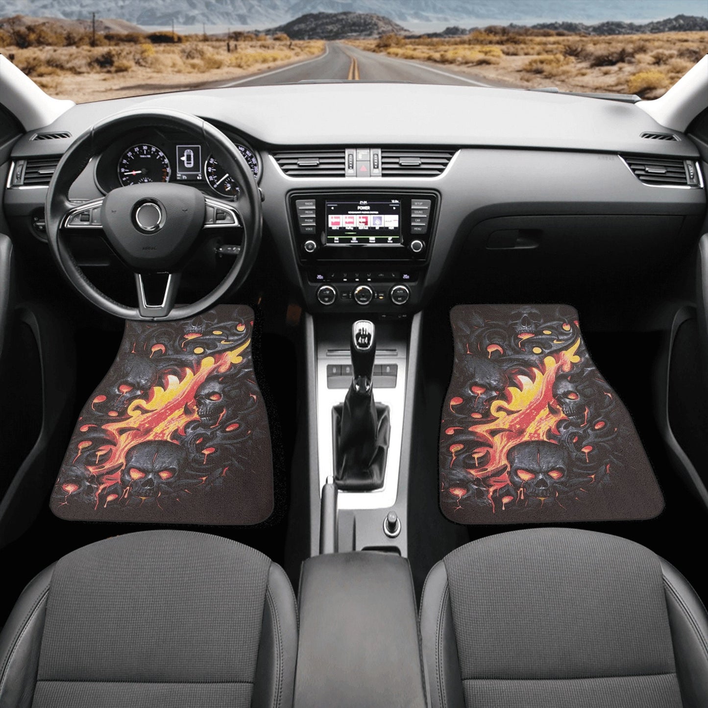 Skull in fire gothic Car Seat Cover car mat, Halloween death car seat cover mat grim reaper car seat protector covers mat skeleton car mats