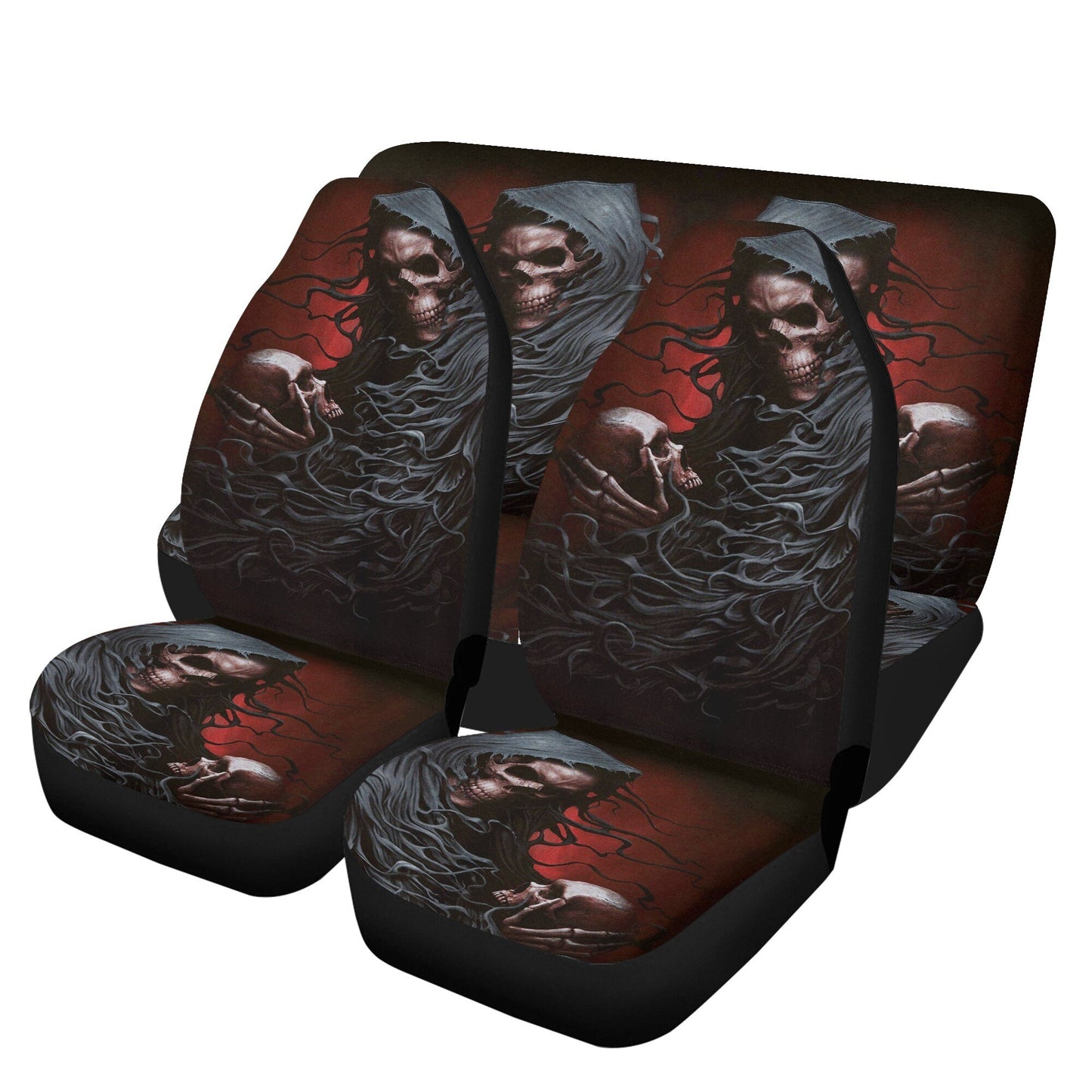 Fire Grim reaper skull Car Seat Cover mat, Halloween flaming skull car seat cover mat ghost skull car seat protector covers gothic car mats