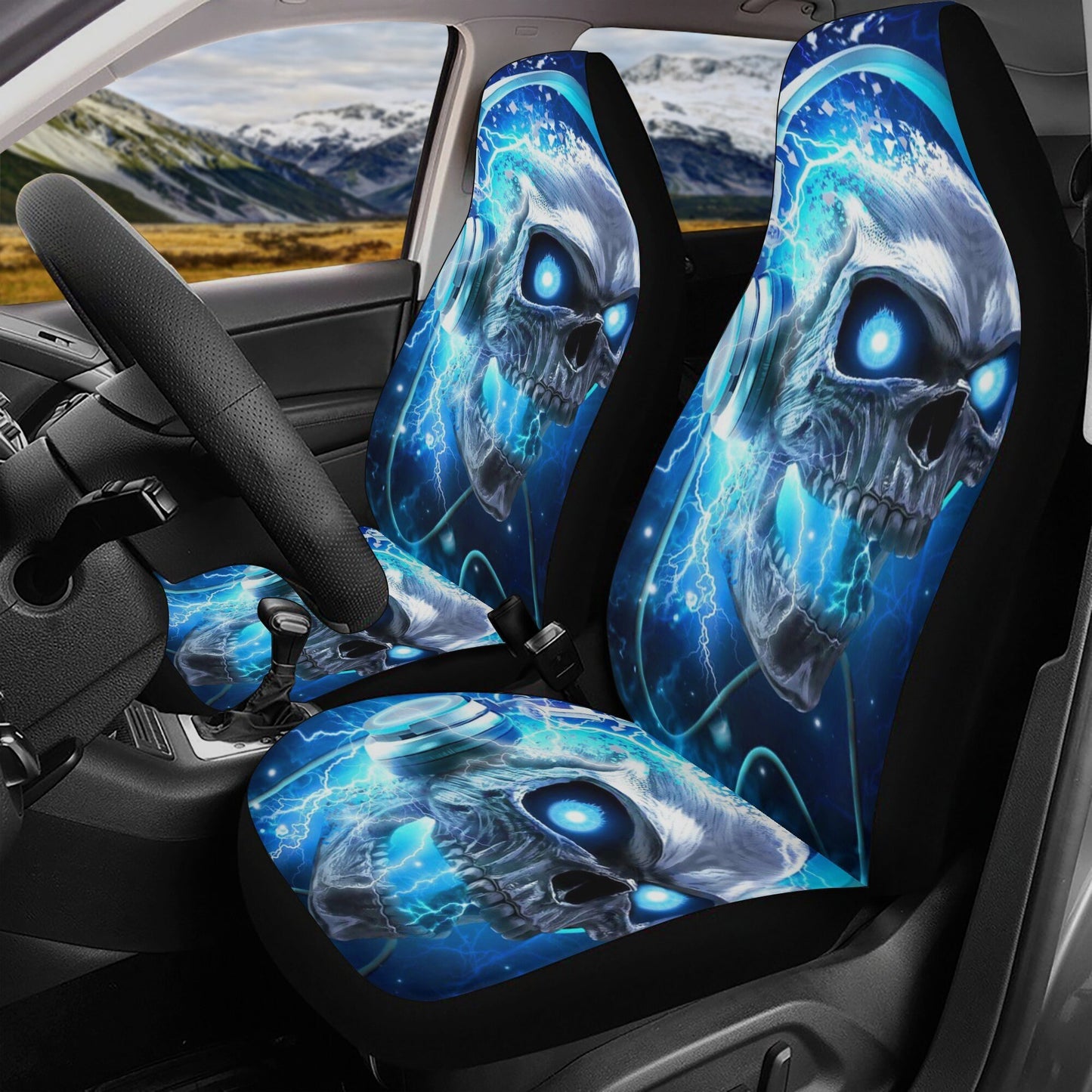 Flaming skull Car Seat Cover skull car mat Halloween skull seat cover mat for car skull in fire seat cover mat for car, ghost car seat cover