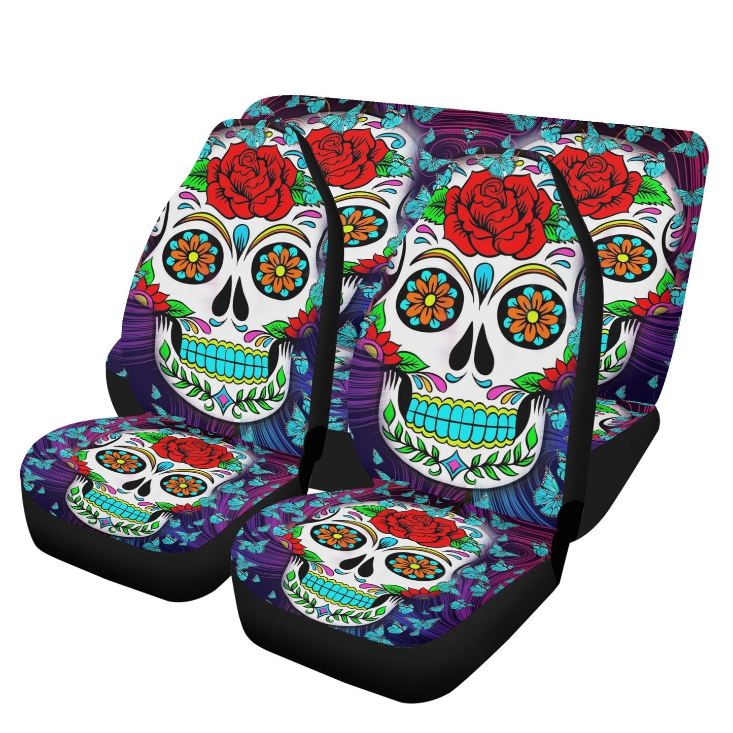 Flower Candy skull seat cover for car, floral sugar skull Seat Covers mat for car, skull seat cover rug mat for car, skull car seat covers