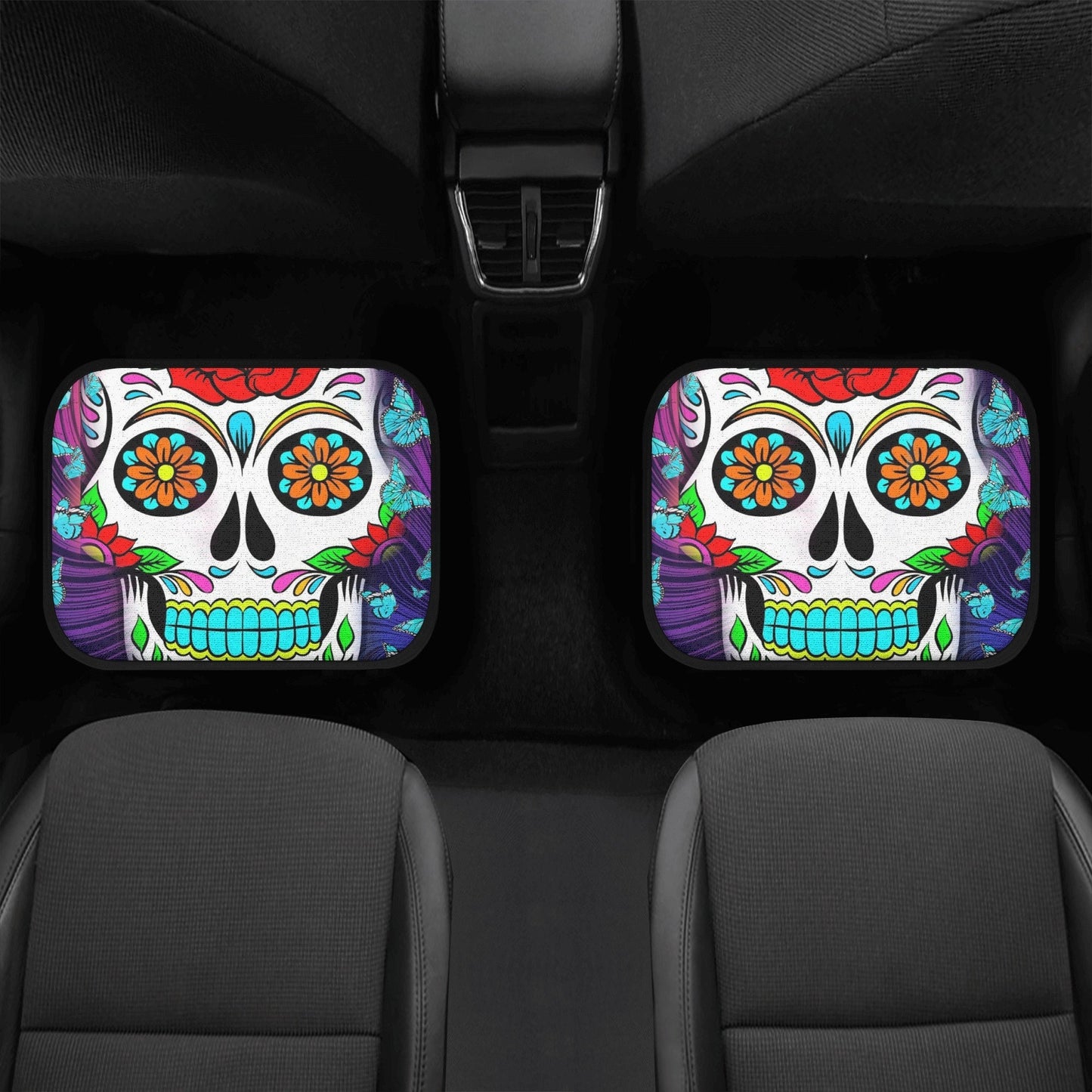 Flower Candy skull seat cover for car, floral sugar skull Seat Covers mat for car, skull seat cover rug mat for car, skull car seat covers