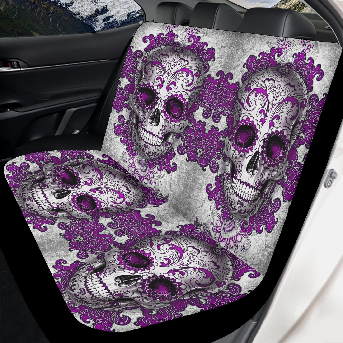 Candy skull seat cover for car, Day of the dead skull Seat Covers mat for car, skull seat cover rug mat for car, candy skull car seat covers