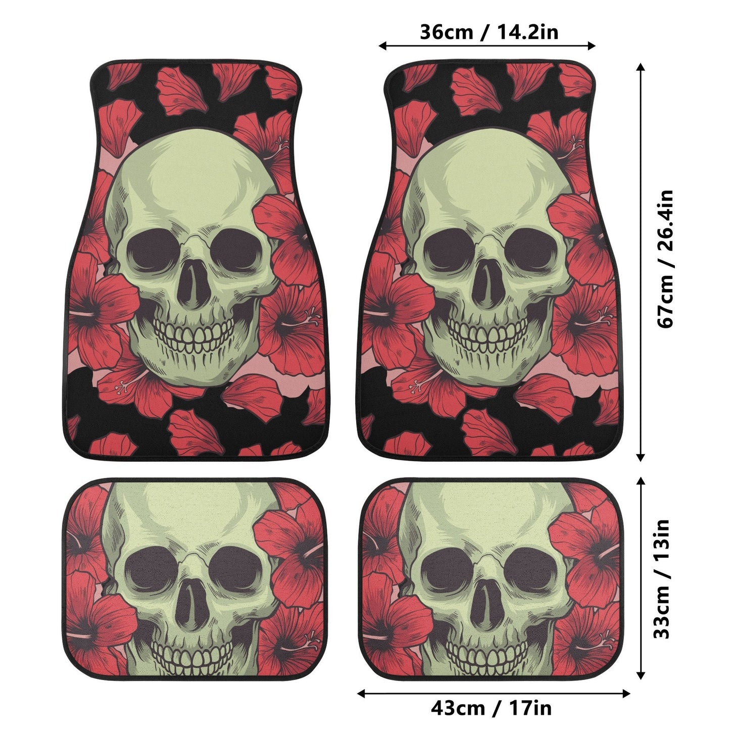 Floral skull seat cover for car, Day of the dead skull Seat Covers mat for car skull seat cover rug mat for car floral skull car seat covers