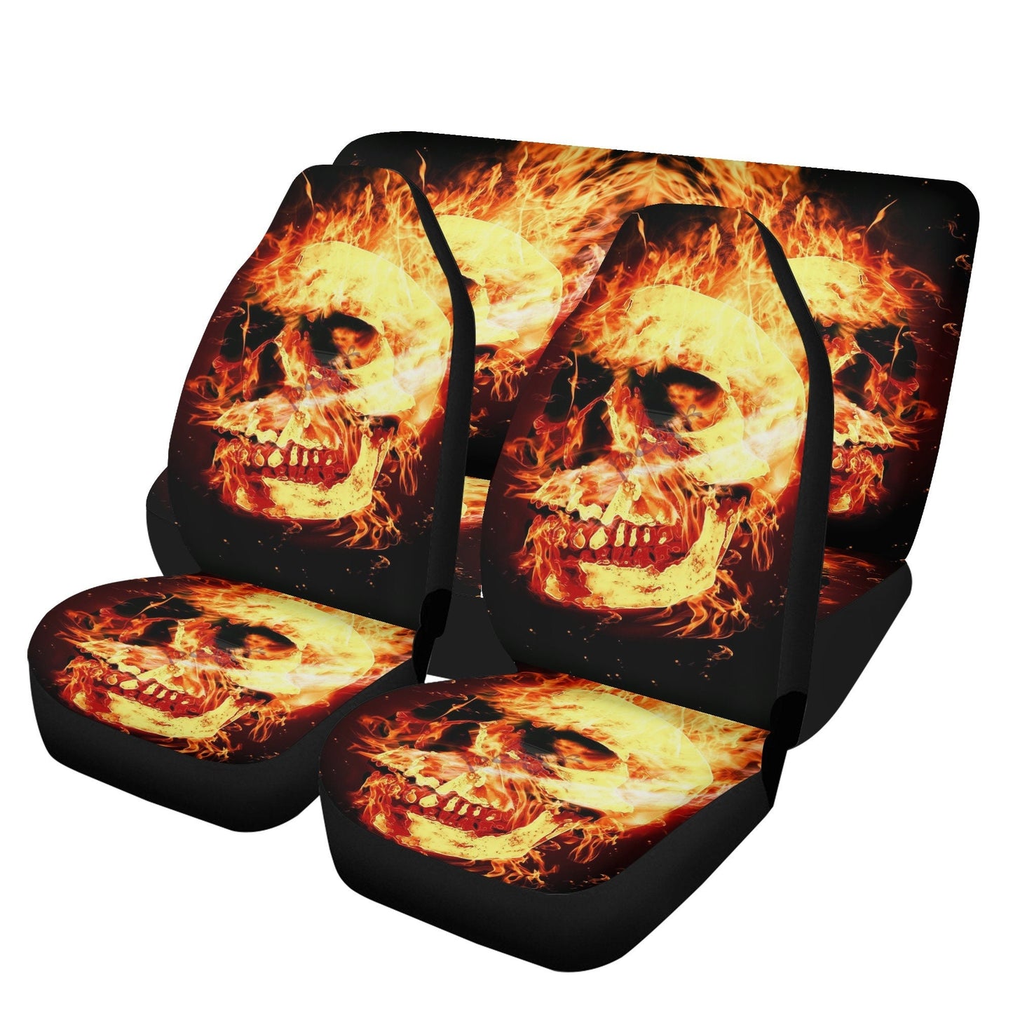Fire skull seat cover for car, Flaming skull Seat Covers mat for car skull seat cover, skull rug mat for car, skull in fire car seat covers