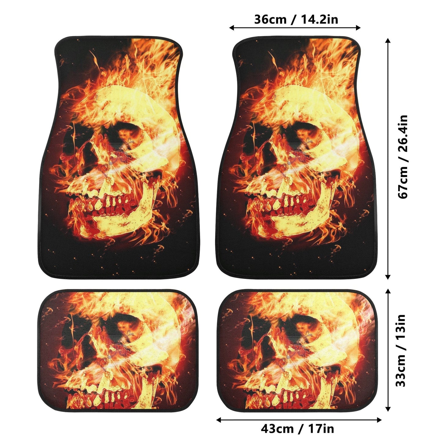 Fire skull seat cover for car, Flaming skull Seat Covers mat for car skull seat cover, skull rug mat for car, skull in fire car seat covers