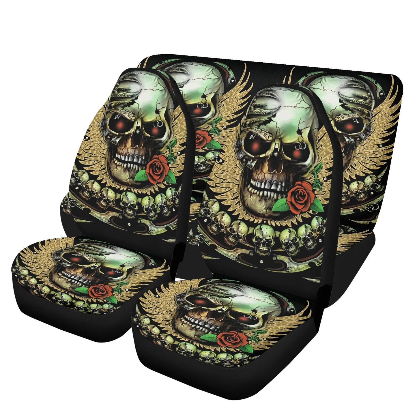 Awesome skull seat cover for car, Day of the dead skull Seat Covers mat for car skull seat cover rug mat for car floral skull car seat cover