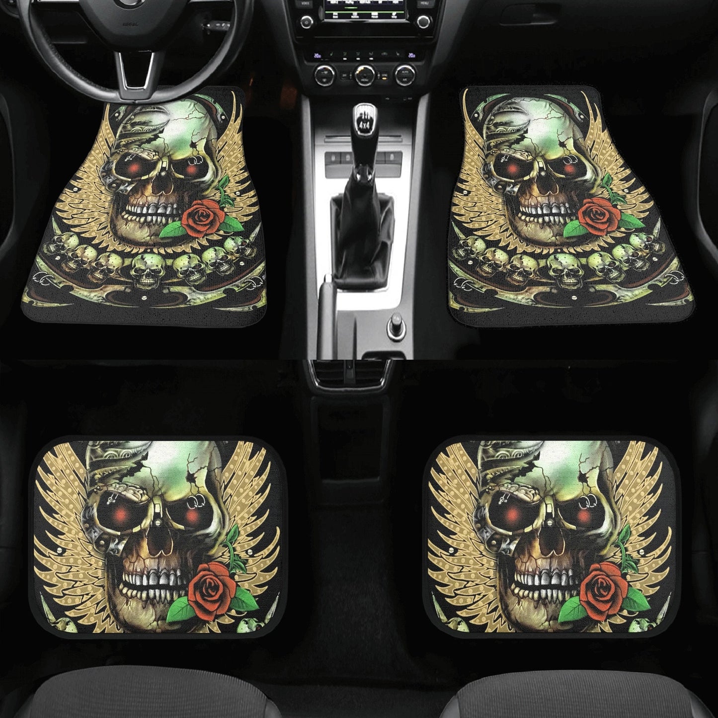 Awesome skull seat cover for car, Day of the dead skull Seat Covers mat for car skull seat cover rug mat for car floral skull car seat cover