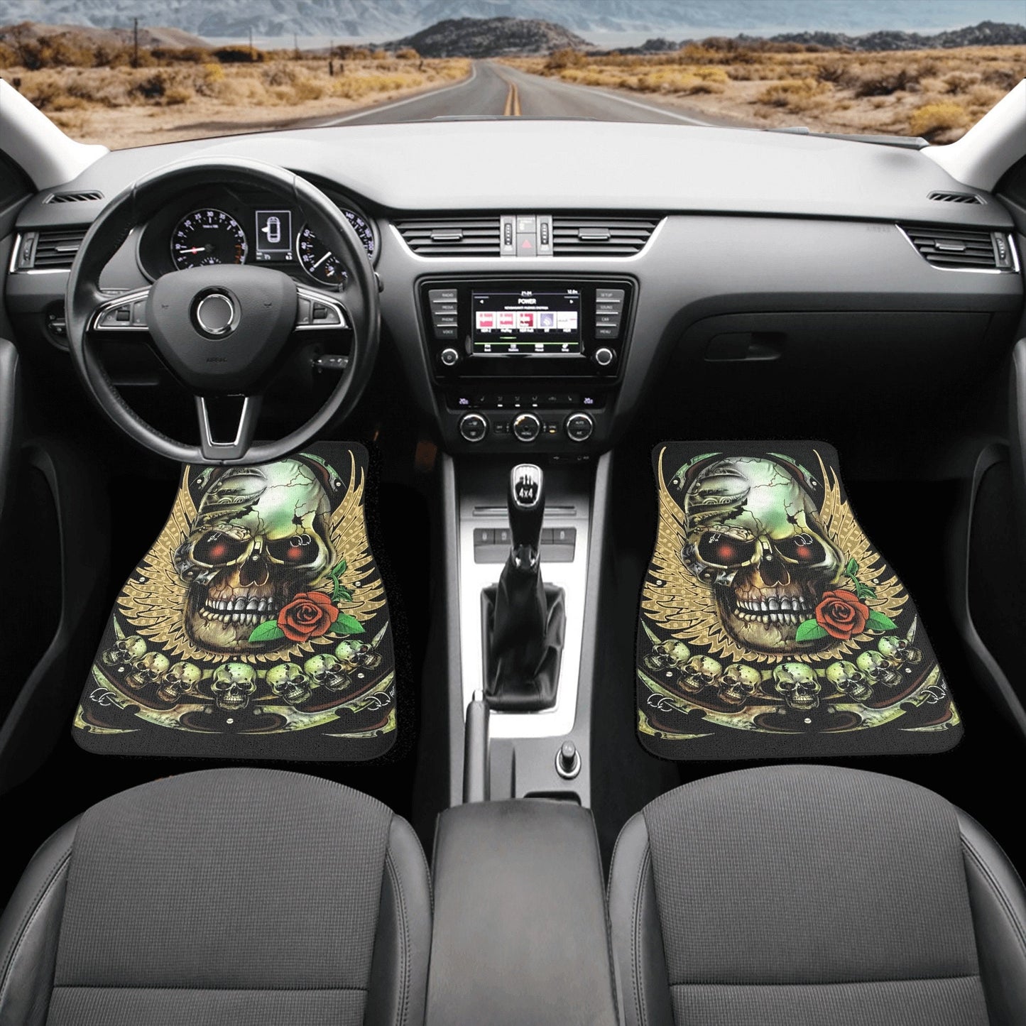 Awesome skull seat cover for car, Day of the dead skull Seat Covers mat for car skull seat cover rug mat for car floral skull car seat cover