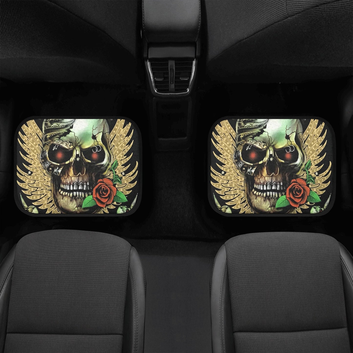 Awesome skull seat cover for car, Day of the dead skull Seat Covers mat for car skull seat cover rug mat for car floral skull car seat cover