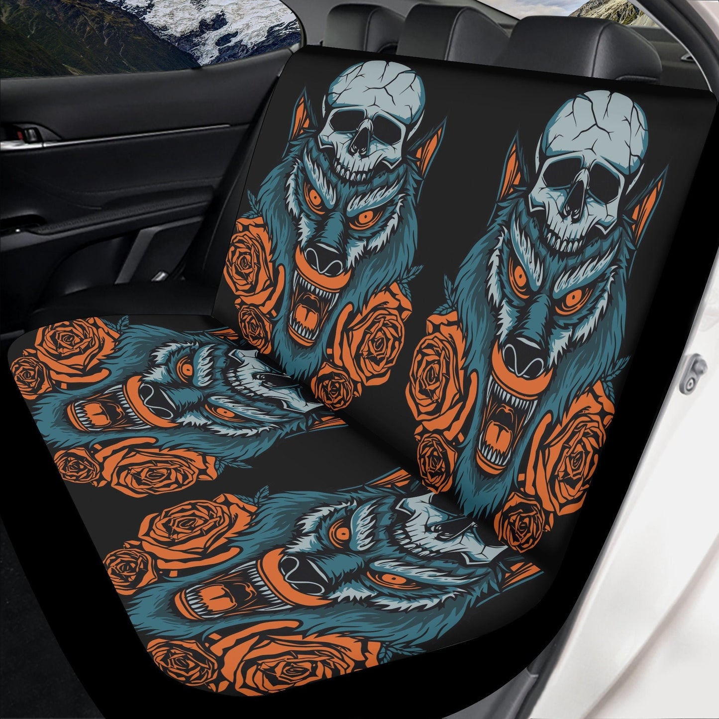 Wolf skull seat cover for car, grim reaper skull Seat Covers mat for car skull seat cover rug mat for car Wolf skeleton skull car seat cover