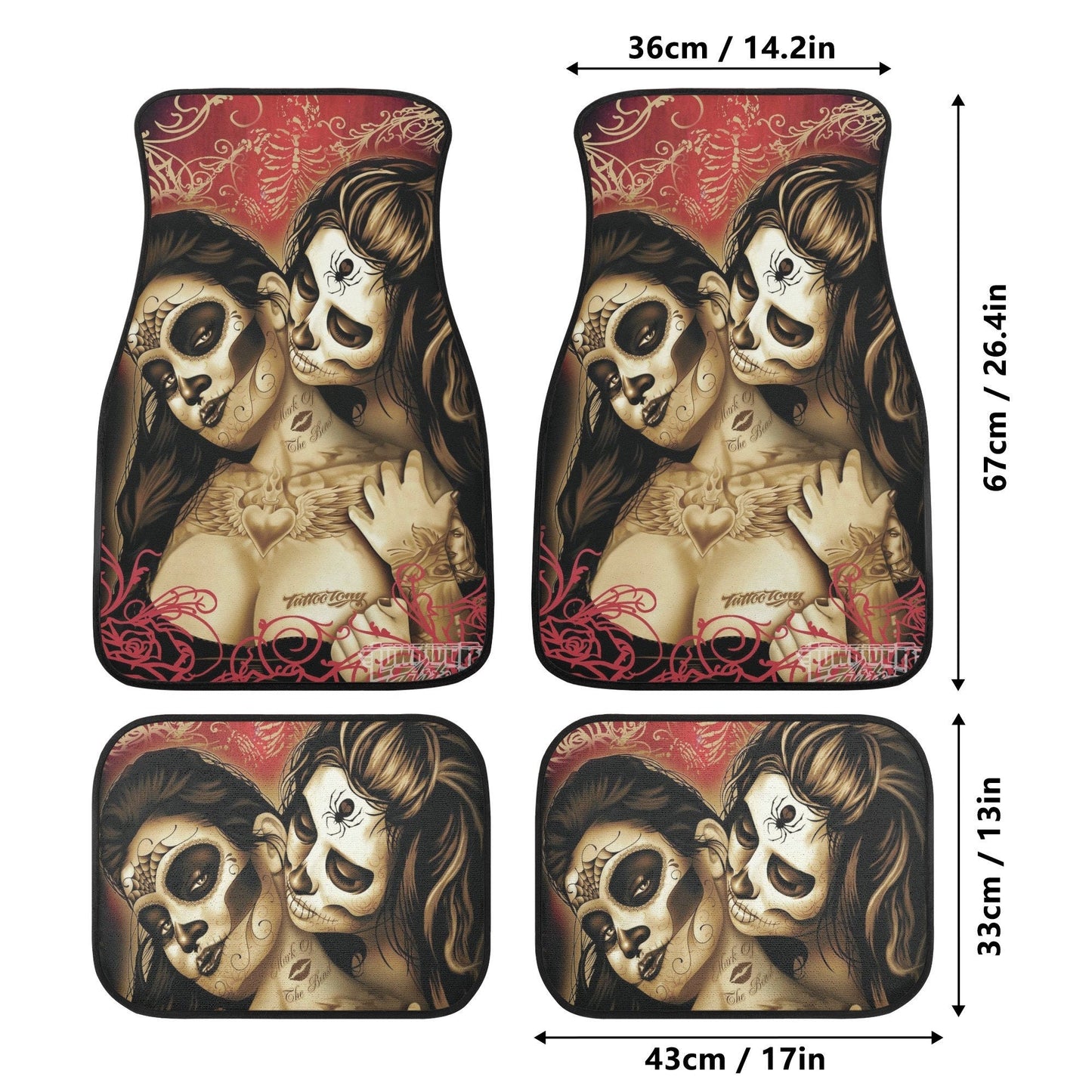 Girl Sugar skull Car Seat Covers car mat flower skull car seat protector Mexican skull girls car mat candy skull car accessories seat cover