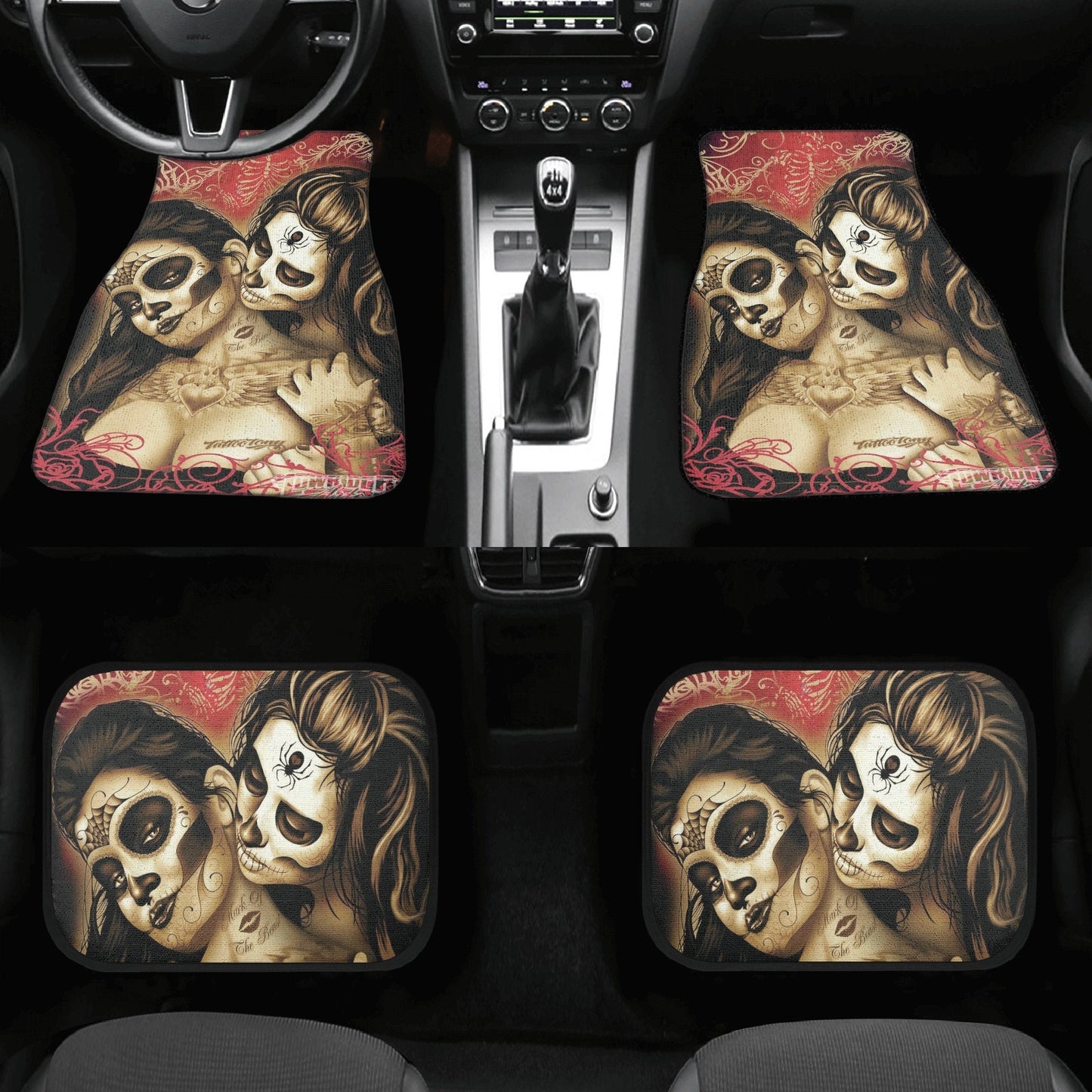 Girl Sugar skull Car Seat Covers car mat flower skull car seat protector Mexican skull girls car mat candy skull car accessories seat cover