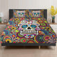 4pcs Sugar skull skeleton pattern bedding duvet cover, day of the dead bedding set, dia de los muertos candy skull duvet cover pillow covers