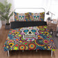 4pcs Sugar skull skeleton pattern bedding duvet cover, day of the dead bedding set, dia de los muertos candy skull duvet cover pillow covers