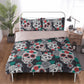4pcs Floral sugar skull bedding duvet cover set, day of the dead skull bedding set, dia de los muertos sugar skull duvet cover pillow covers