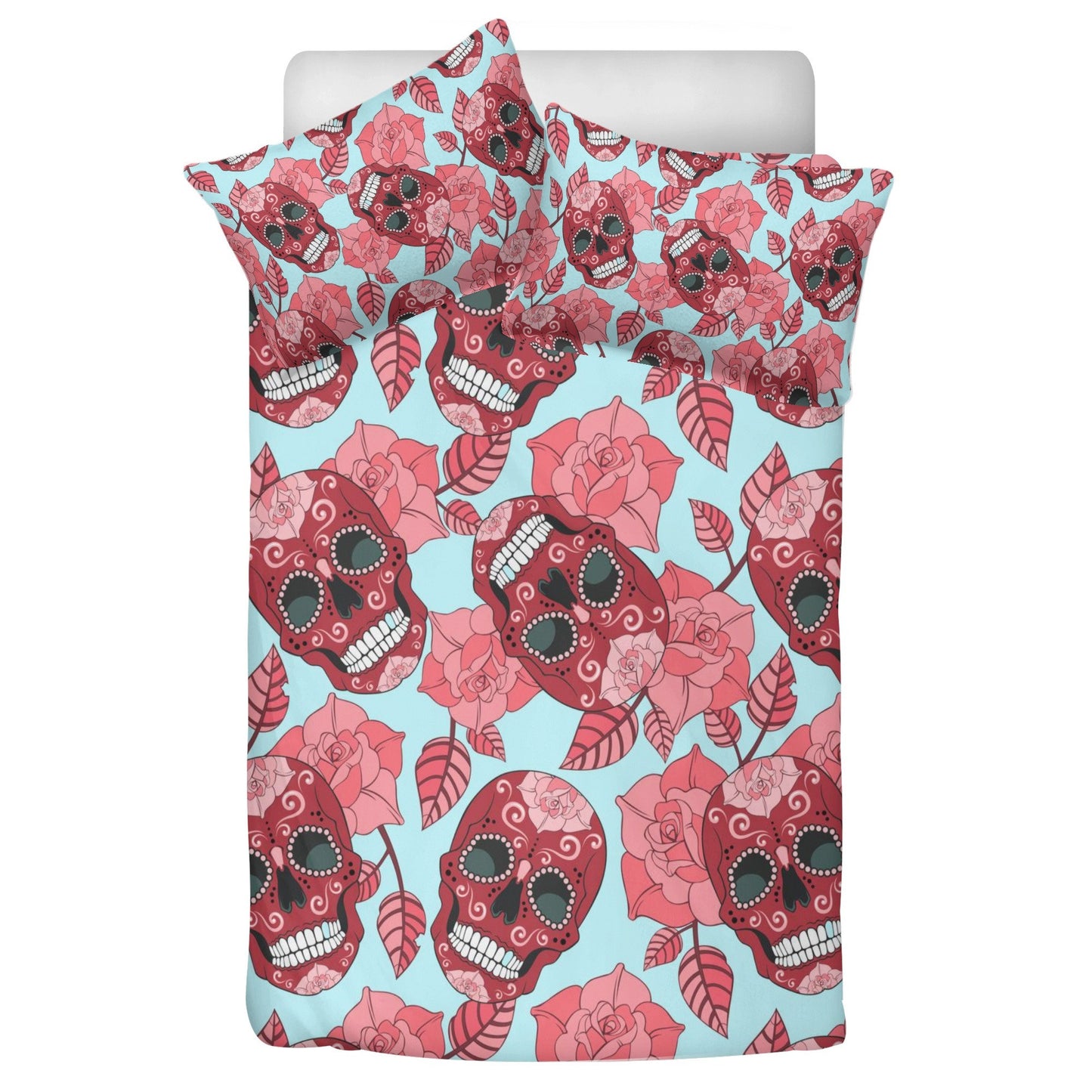 4pcs candy skull bedding set, skull duvet cover set, dia de los muertos skull bedding set, Mexican floral skull duvet cover pillow covers