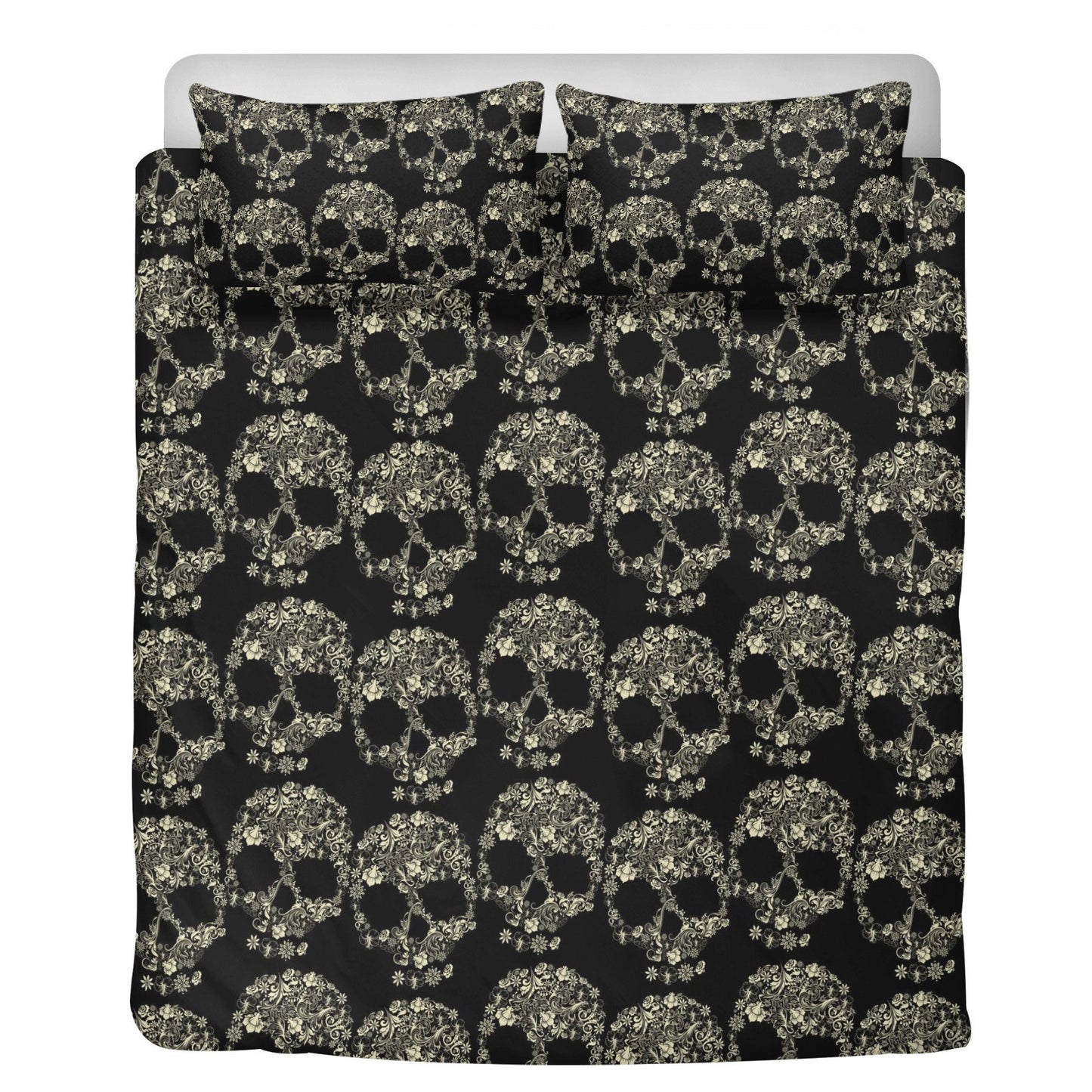 4pcs candy skull bedding set, skull duvet cover set, dia de los muertos skull bedding set, Halloween floral skull duvet cover pillow covers