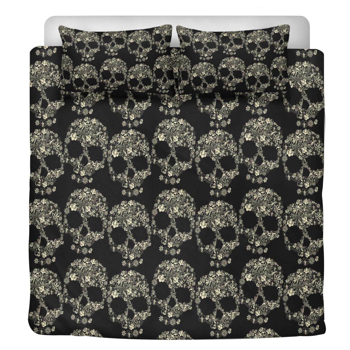 4pcs candy skull bedding set, skull duvet cover set, dia de los muertos skull bedding set, Halloween floral skull duvet cover pillow covers