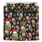4pcs Christmas skull bedding set, Mery Xmas sugar skull duvet cover set dia de los muertos skull bedding set skull duvet cover pillow covers