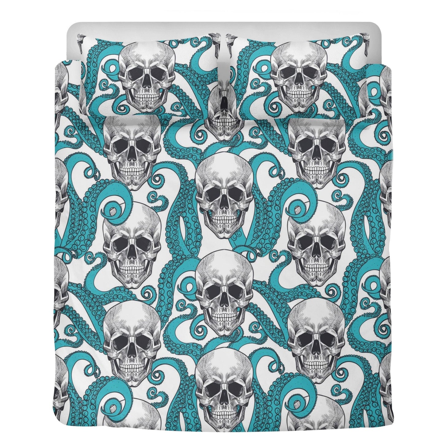 4pcs Horror skull bedding set, Gothic skeleton duvet cover set, Halloween skull bedding set, Grim reaper skull duvet cover pillow covers