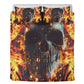 4pcs Flaming skull bedding set, Fire skull skeleton duvet cover set, Halloween skull bedding set Grim reaper skull duvet cover pillow covers