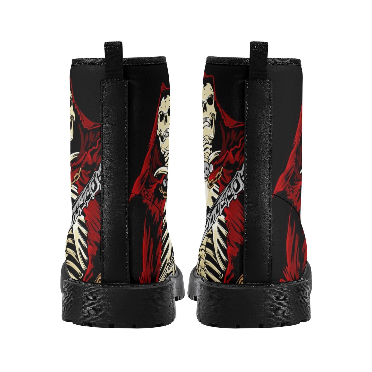 Reaper skull leather boots, Gothic skull boots for men women, Halloween women's boots skeleton boots, Punisher skulls leather boots shoes