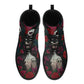 Calaveras mexican skull girl leather boots, sugar skull boots for men women, Dia de los muertos skull boots for women men, skull girl boots