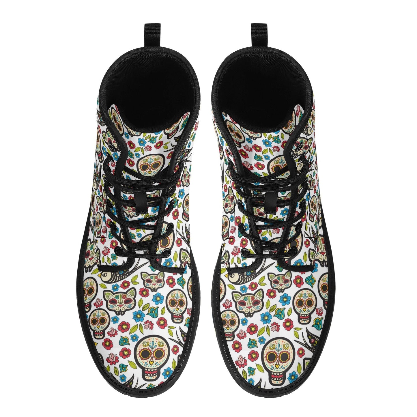 Mexican candy skull leather boots, sugar skull boots for men women, floral skull boots for women men, skull men's boots gothic women boots