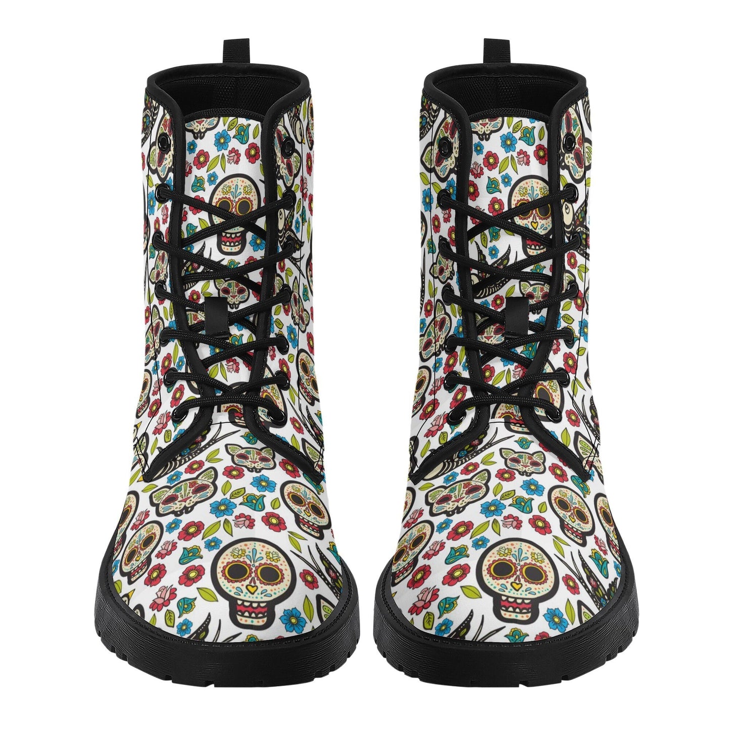 Mexican candy skull leather boots, sugar skull boots for men women, floral skull boots for women men, skull men's boots gothic women boots