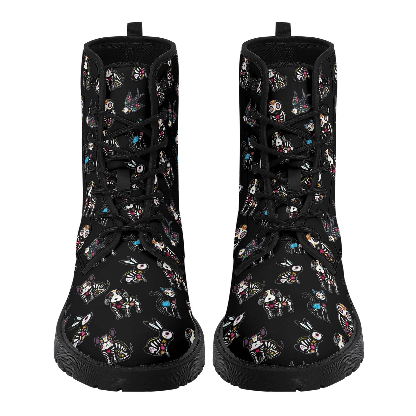 Animal candy skull leather boots, sugar skull boots for men women, Sugar skull boots for women men, Mexican skull boots gothic women boots