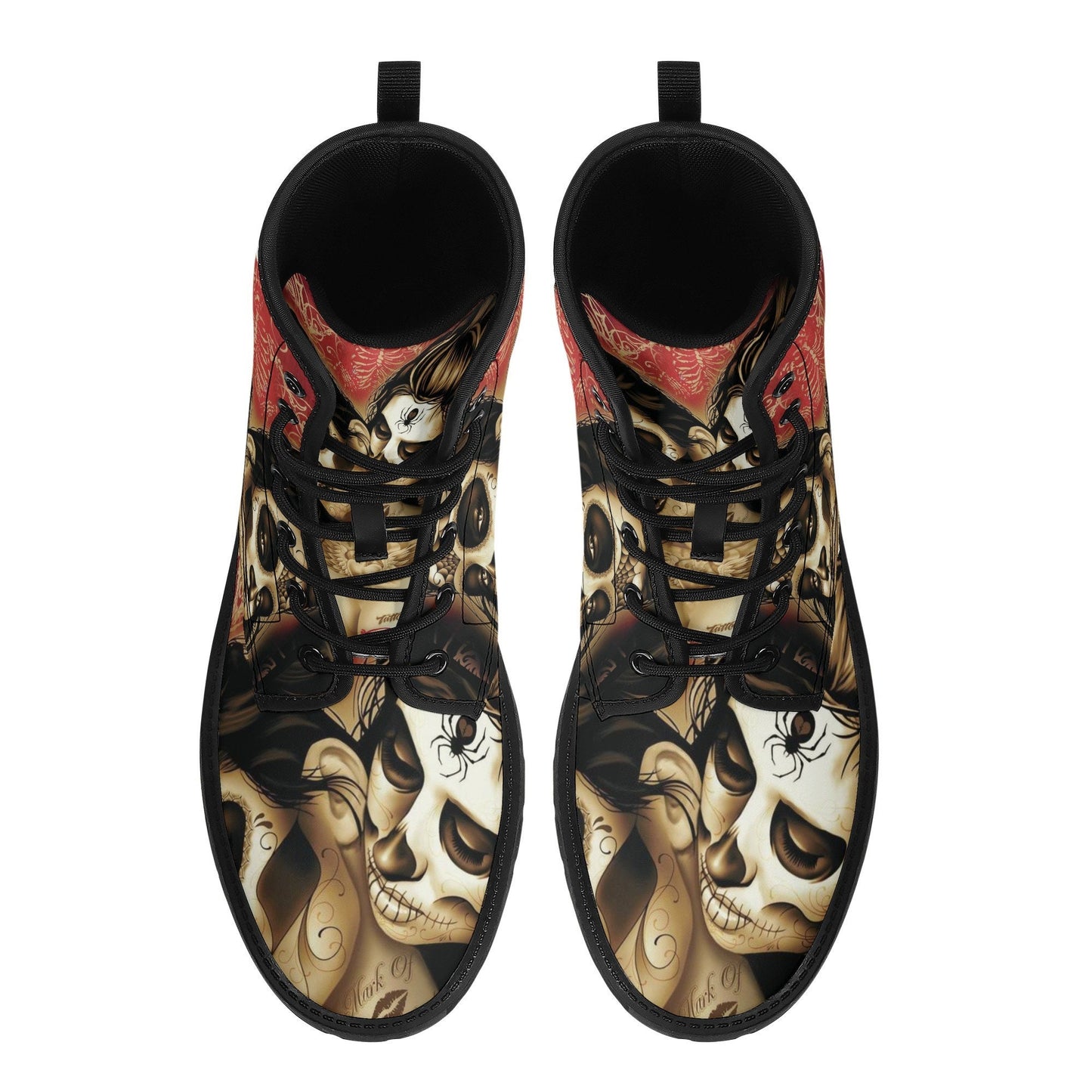 Candy skull girl leather boots, sugar skull boots for men women Cinco de mayo girl boots for women men, skull men's boots gothic women boots