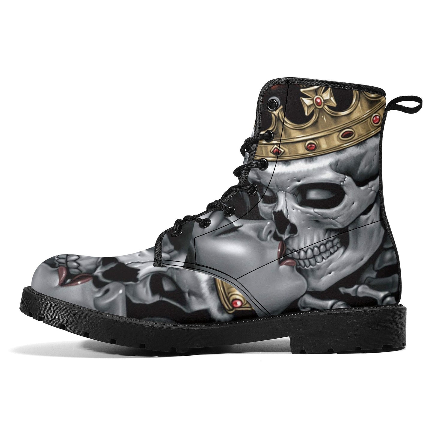 King Queen skull leather boots, Reaper skull boots for men women, Halloween boots for men skeleton boots skulls leather boots shoes sneakers