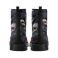 No see no hear no speak skull leather boots, Gothic skull boots for men women, skeleton boots for men gothic skulls leather boots for women